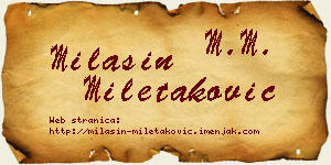 Milašin Miletaković vizit kartica